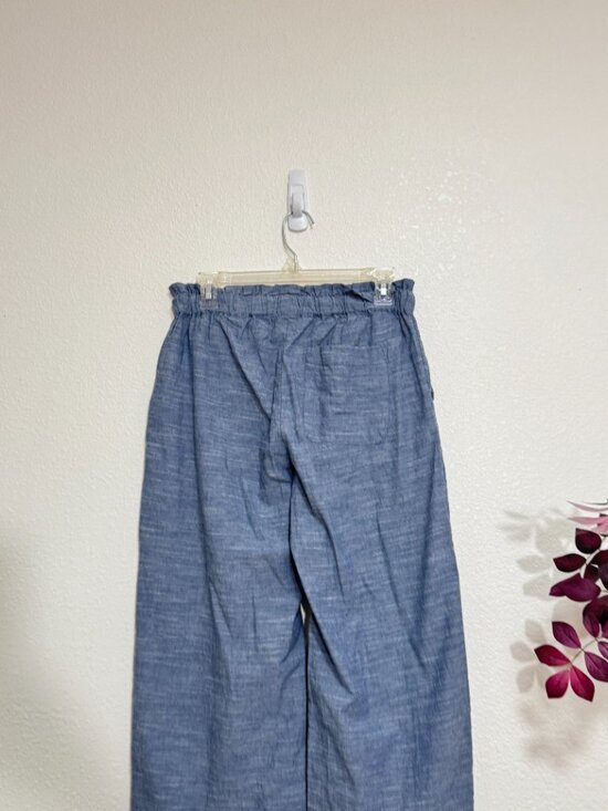 PACT 100% Organic Cotton Blue Chambray Drawstring Crop Pants Size Medium - Picture 7 of 10